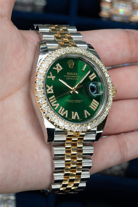 green diamond bezel rolex|Rolex anniversary green bezel.